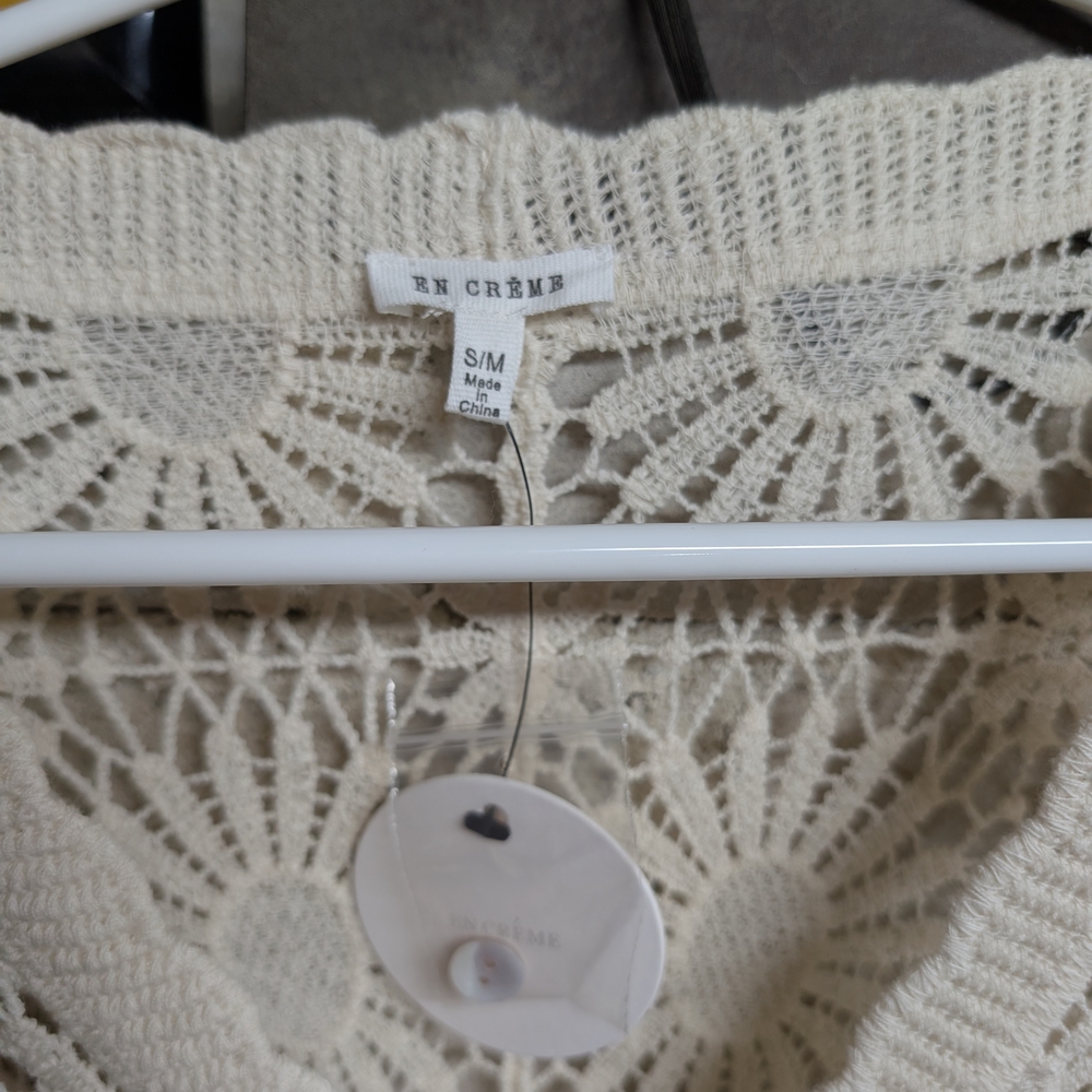 Cream V-Neck Long Sleeve Resort Cardigan - Picture 2 of 4